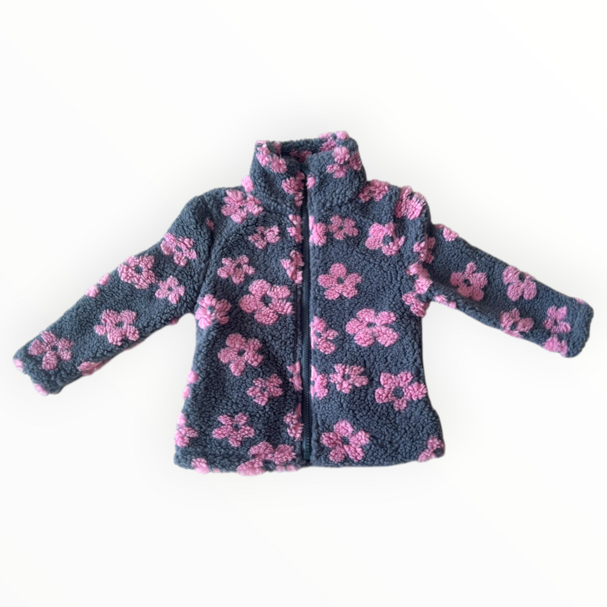 Pink Flower Zip Fleece Jacket