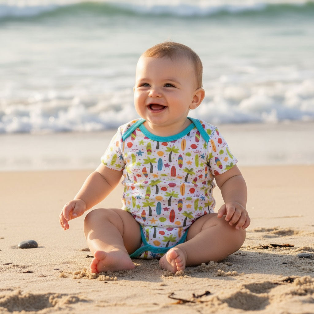Tropical Beach Print Bodysuit