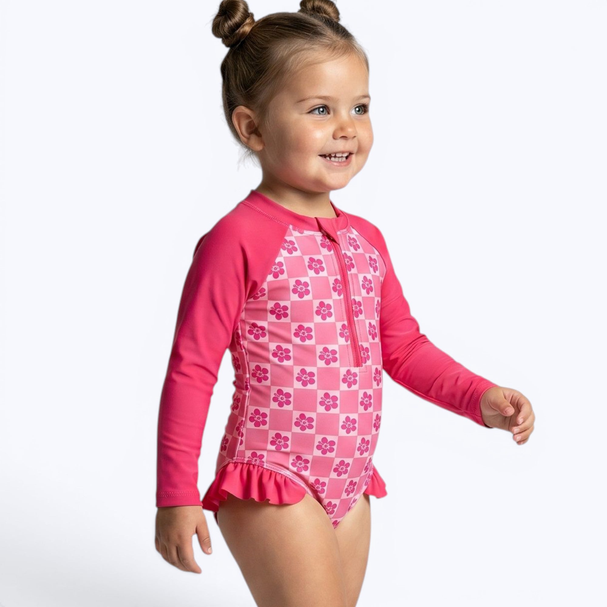 Chequered Hibiscus Swimsuit