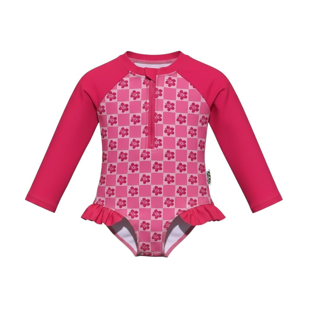 Chequered Hibiscus Swimsuit UPF 50+ - Kahuna Kids