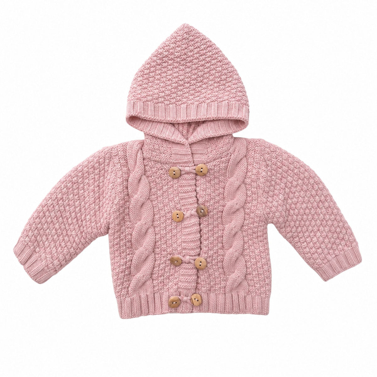 Cozy Hooded Cable Knit Baby Cardigan - Kahuna Kids