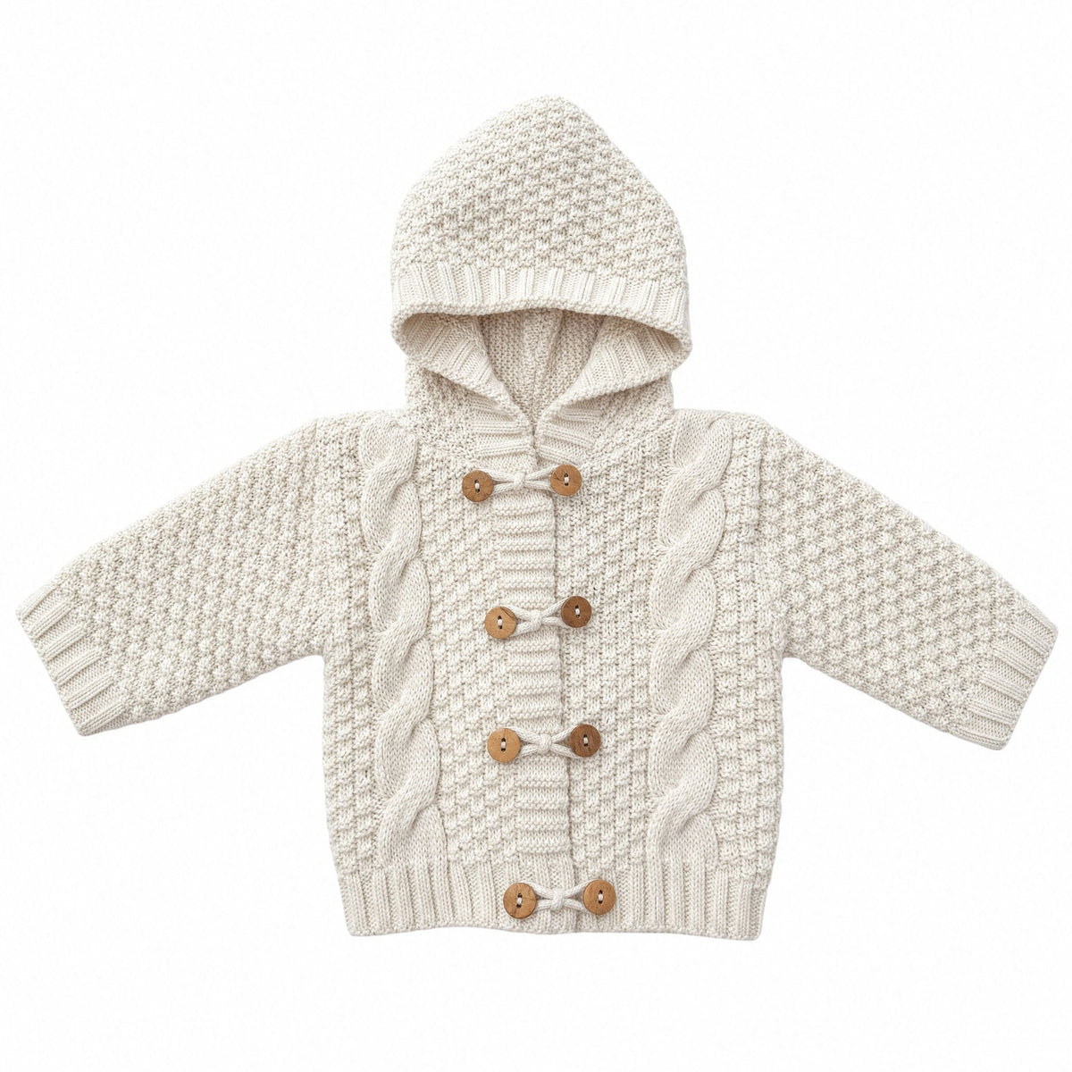 Cozy Hooded Cable Knit Baby Cardigan - Kahuna Kids