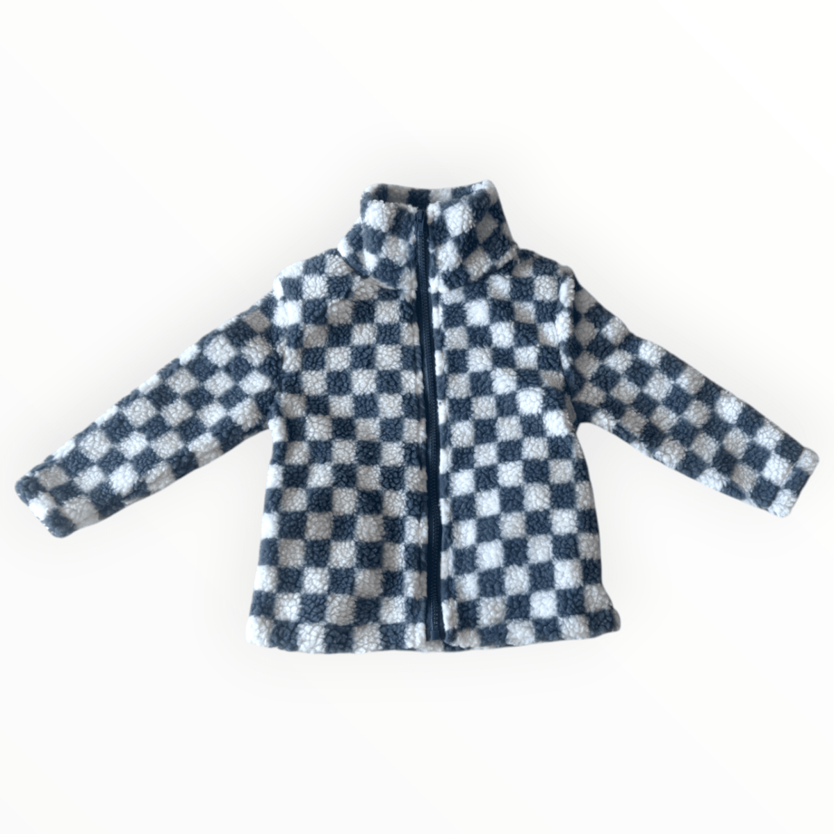 Grey Chequered Zip Fleece Jacket - Kahuna Kids