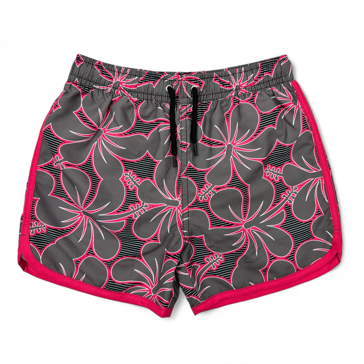 Grey Hibiscus Premium Boardshorts - Kahuna Kids