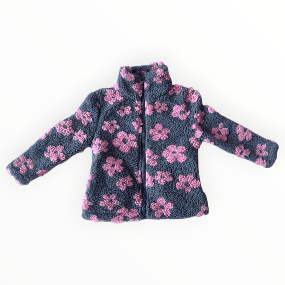 Pink Flower Zip Fleece Jacket - Kahuna Kids