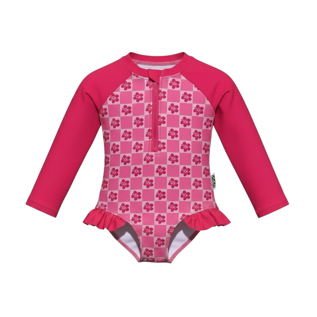 Chequered Hibiscus Swimsuit